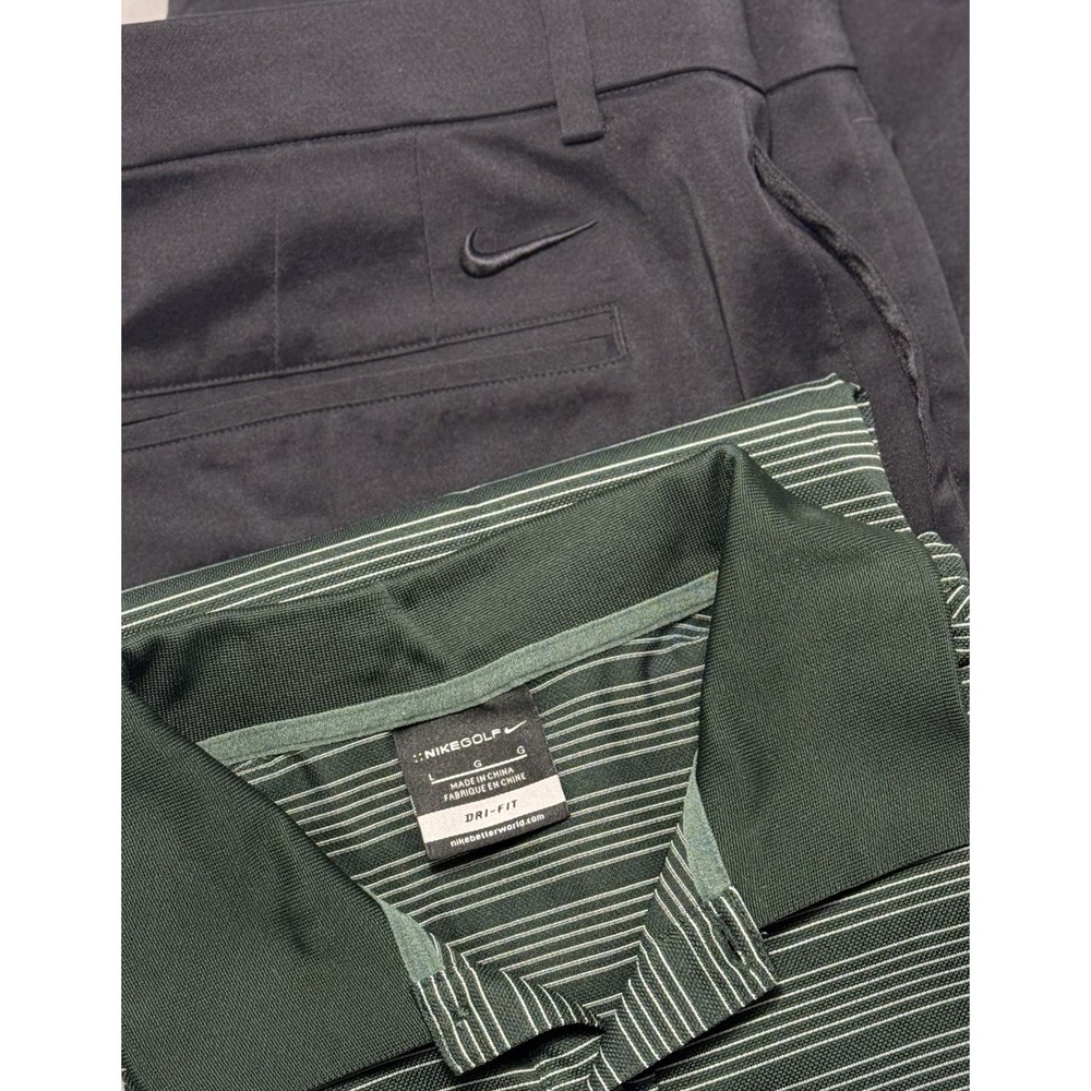 Nike Dri-Fit Black Dress Pants SZ‎ 36x34 Nike Golf Dri-Fit Green Polo SZ L